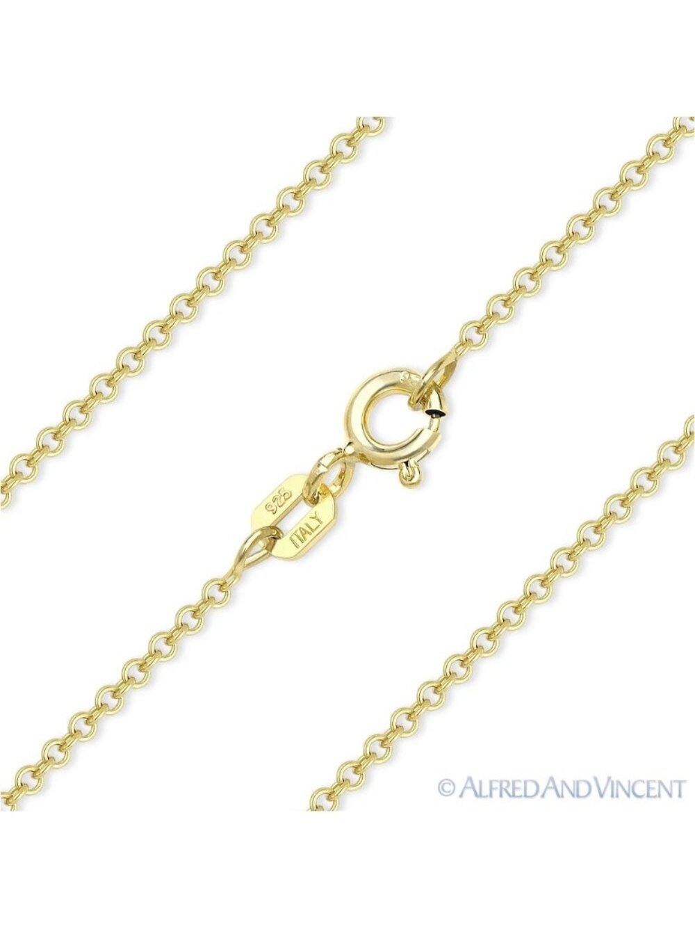 1.4mm Round Rolo Cable Chain Necklace in .925 Sterling Silver w/ 14k YGold - 20"